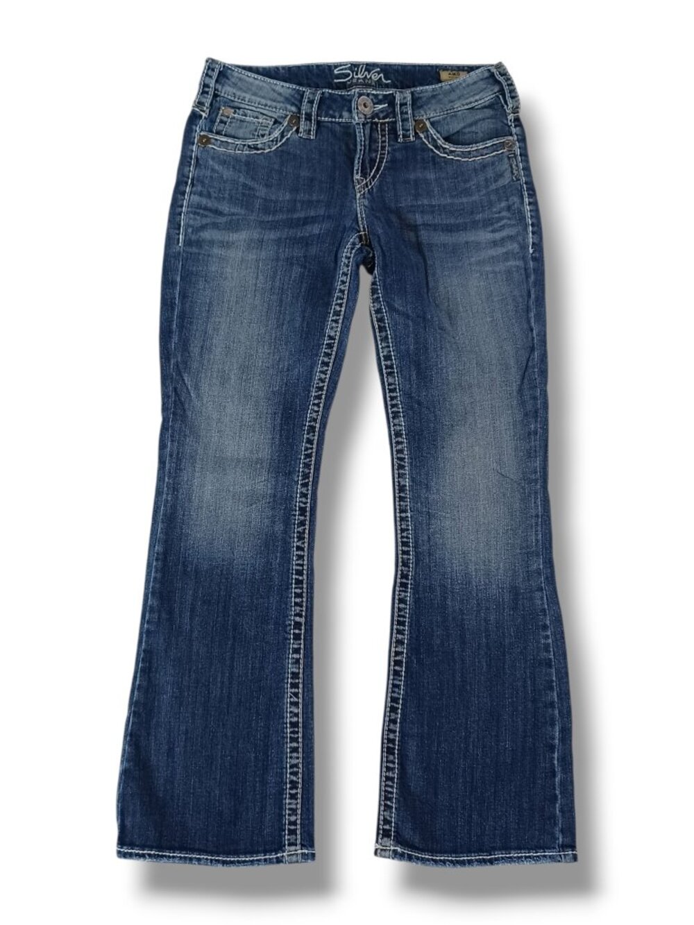 Silver Jeans Womens Aiko Bootcut Dark Wash Stretch Lowrise Size 26 30x 28.5